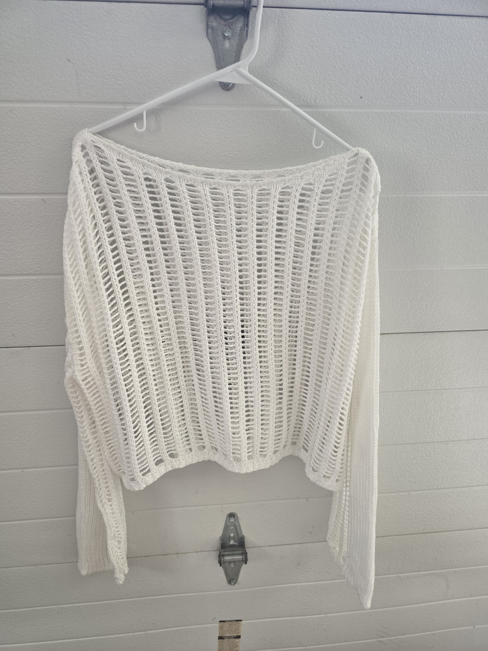 Lightweight Open-Knit White Sweater